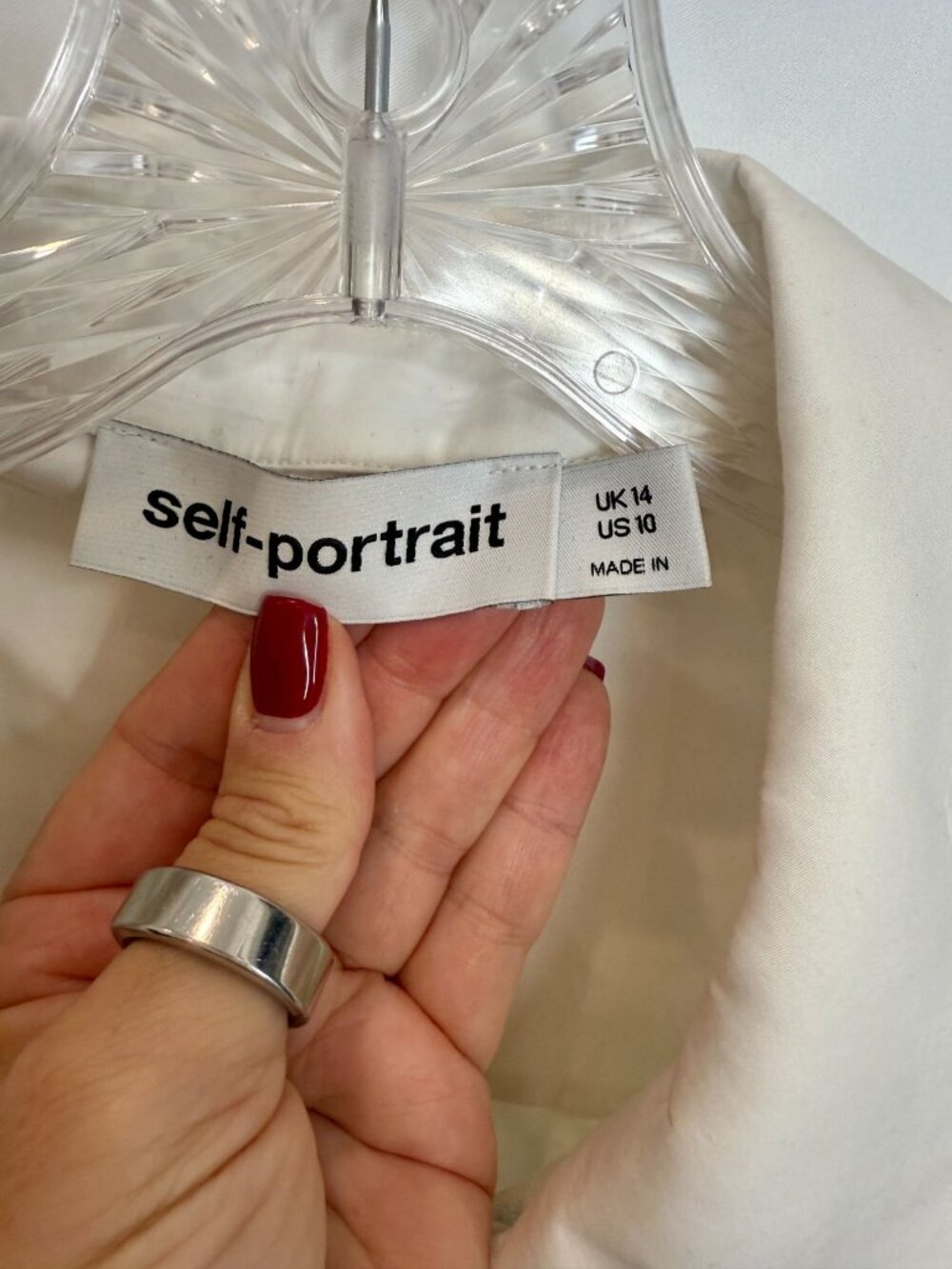 Self Portrait White Lace Bib Cotton Shirt NWOT - Size 10 - Picture 6 of 8